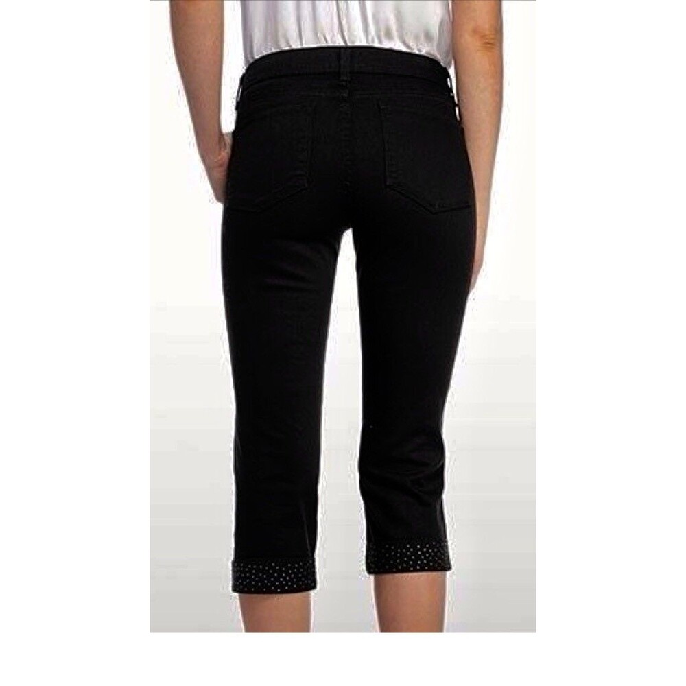 Not Your Daughters Jeans Women's Denim Black Crop Jeweled Plus Size 24W NWT